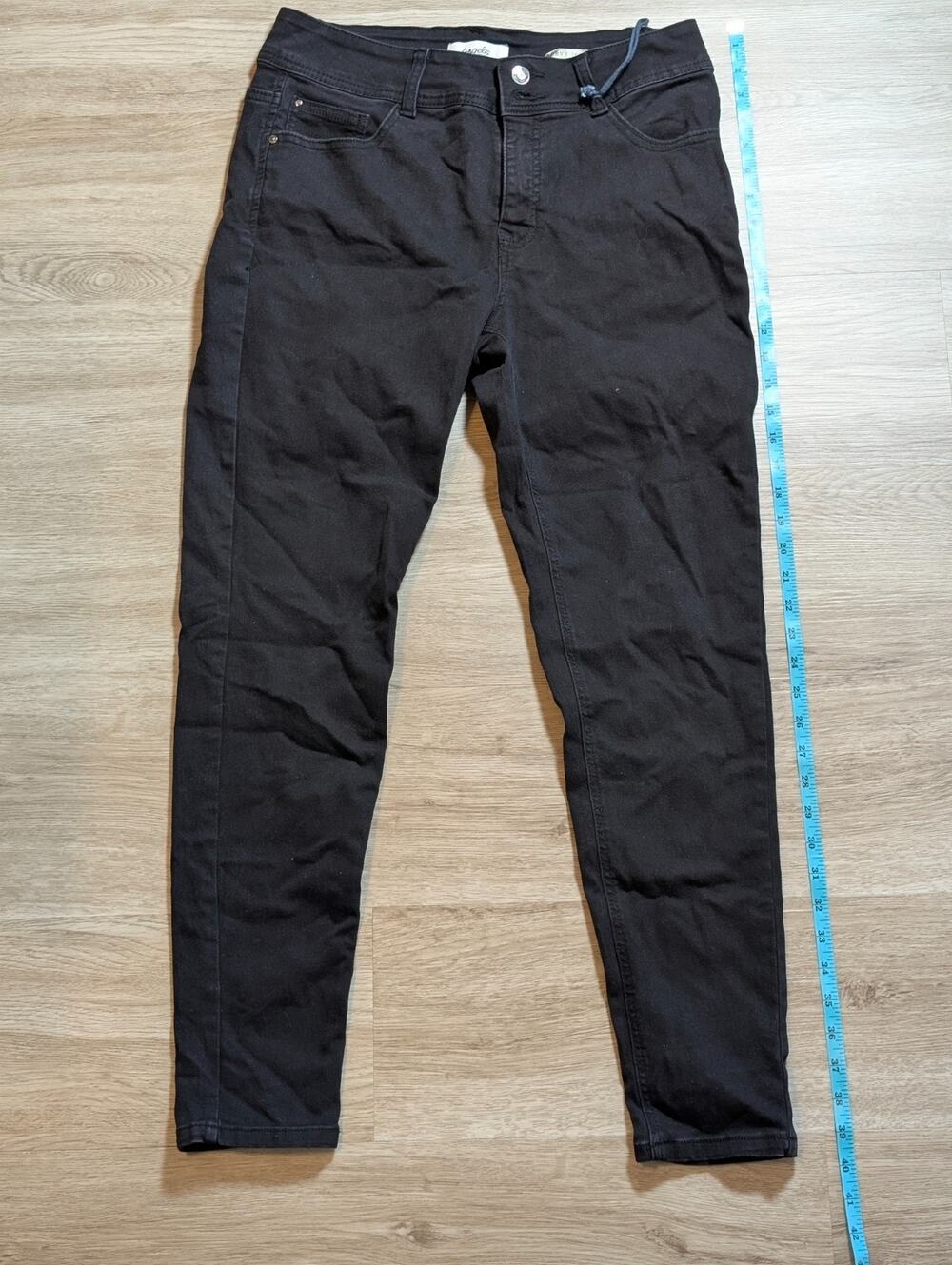 Angels Forever Young Jeans Womens 12 Black Denim Cotton Stretch Curvy Skinny Leg